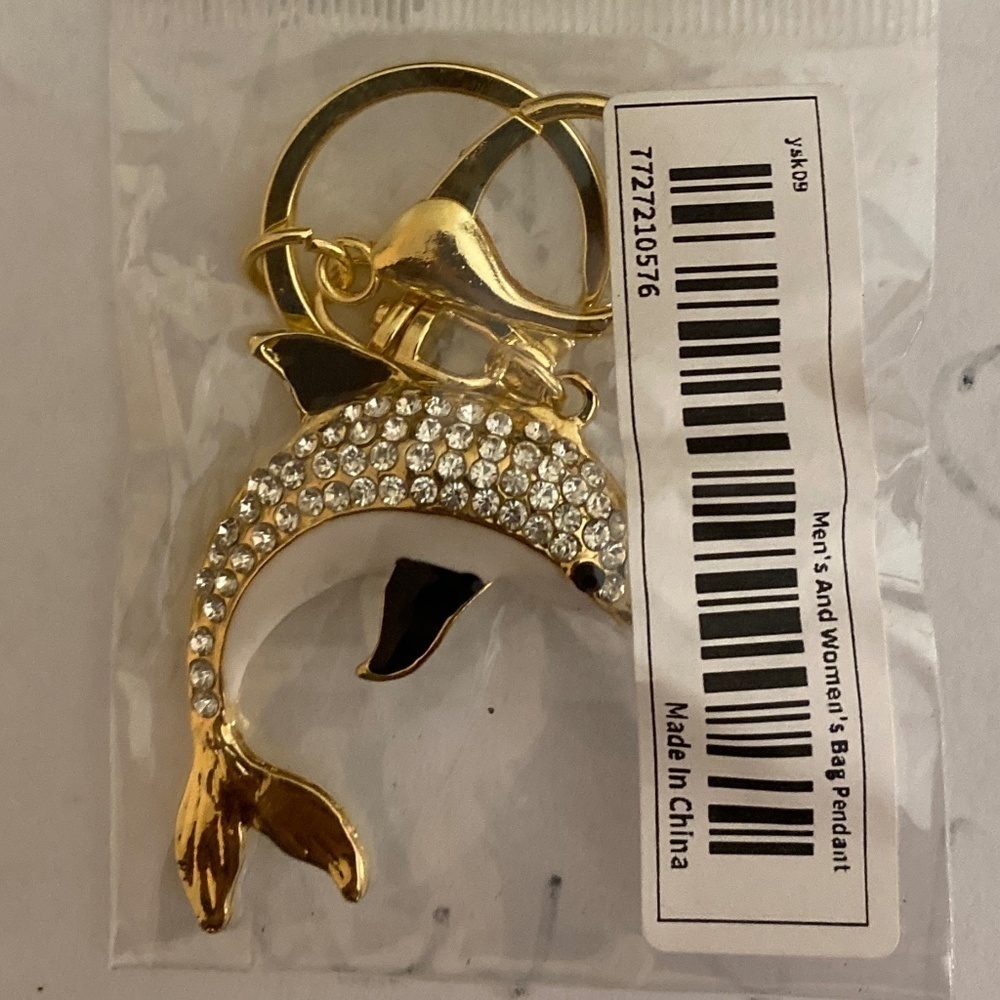 Rhinestone Dolphin Keychain - Picture 2 of 6